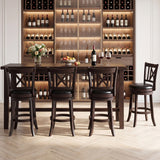 Set of 4 Bar Stools Swivel Bar Chairs with Hollowed Backrest and Footrest-26/Footrest-30 inches