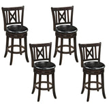 Set of 4 Bar Stools Swivel Bar Chairs with Hollowed Backrest and Footrest-26/Footrest-30 inches