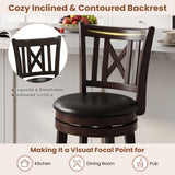 Set of 4 Bar Stools Swivel Bar Chairs with Hollowed Backrest and Footrest-26/Footrest-30 inches