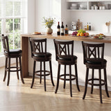 Set of 4 Bar Stools Swivel Bar Chairs with Hollowed Backrest and Footrest-26/Footrest-30 inches