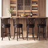 Set of 4 Bar Stools Swivel Bar Chairs with Hollowed Backrest and Footrest-26/Footrest-30 inches