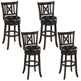 Set of 4 Bar Stools Swivel Bar Chairs with Hollowed Backrest and Footrest-26/Footrest-30 inches