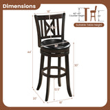 Set of 4 Bar Stools Swivel Bar Chairs with Hollowed Backrest and Footrest-26/Footrest-30 inches