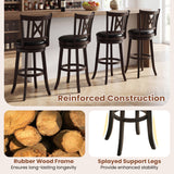 Set of 4 Bar Stools Swivel Bar Chairs with Hollowed Backrest and Footrest-26/Footrest-30 inches