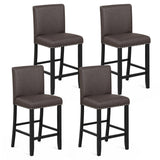Set of 4 Bar Stools with Back for Kitchen Island-Brown