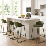Set of 4 Counter Height Bar Stools with Curved Backrest and Metal Frame for Kitchen Dining