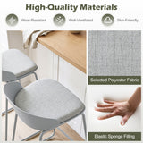 Set of 4 Counter Height Bar Stools with Curved Backrest and Metal Frame for Kitchen Dining