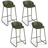 Set of 4 Counter Height Bar Stools with Curved Backrest and Metal Frame for Kitchen Dining