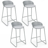 Set of 4 Counter Height Bar Stools with Curved Backrest and Metal Frame for Kitchen Dining