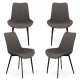 Set of 4 Dining Chair Upholstered with Metal Legs and Padded Backs