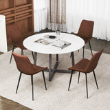 Set of 4 Dining Chair Upholstered with Metal Legs and Padded Backs