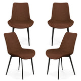 Set of 4 Dining Chair Upholstered with Metal Legs and Padded Backs