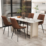 Set of 4 Dining Chair Upholstered with Metal Legs and Padded Backs