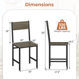 Set of 4 Dining Chairs with Metal Legs and Slanted Back