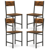 Set of 4 Dining Chairs with Metal Legs and Slanted Back