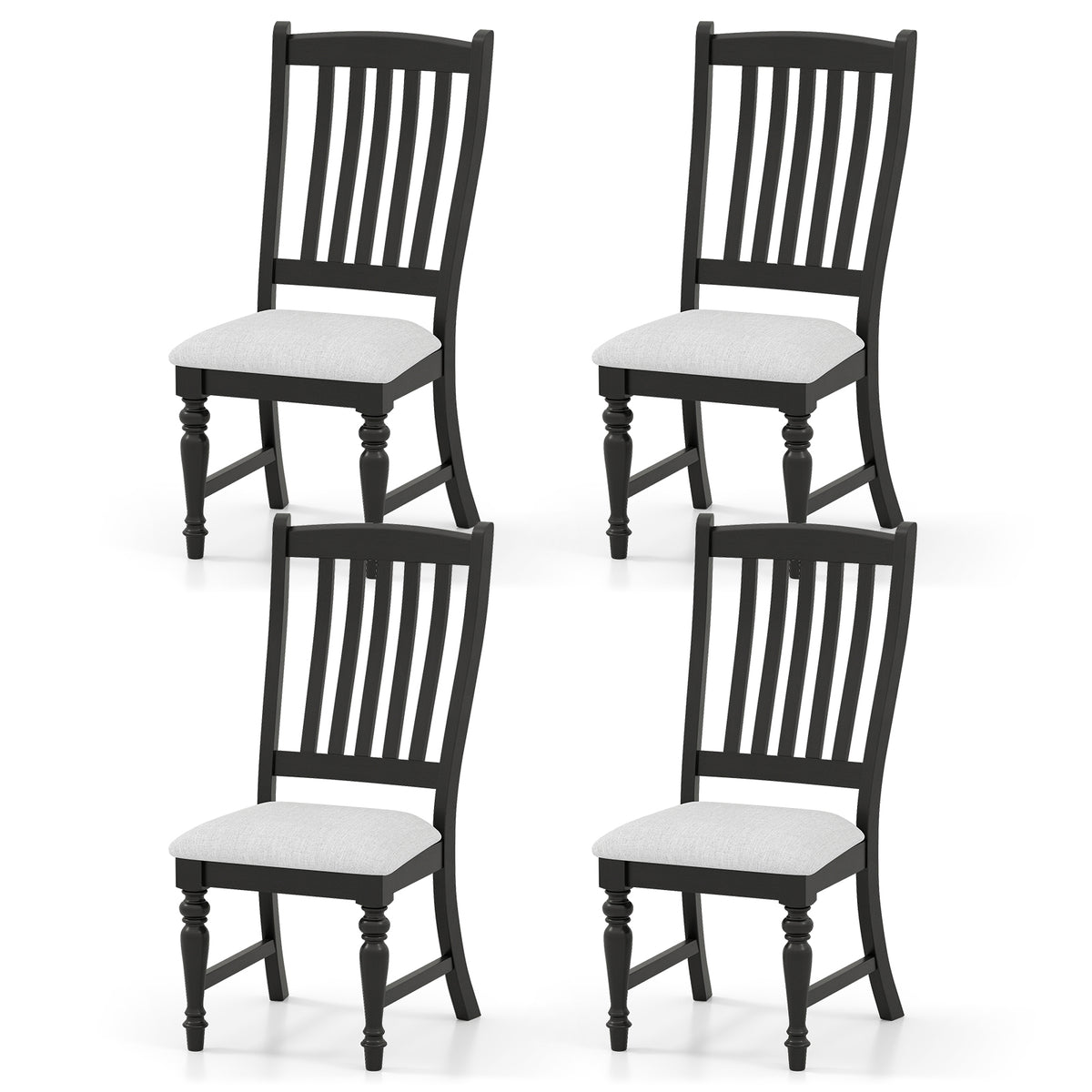 Set of 4 Dining Chairs Kitchen Side Chair with Solid Wood Legs-Black
