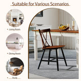 Set of 4 Dining Chairs with Rubber Wood Frame and Curved Cross Back-Dark Brown