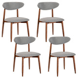Set of 4 Fabric Upholstered Dining Chairs with Curved Backs