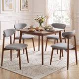 Set of 4 Fabric Upholstered Dining Chairs with Curved Backs