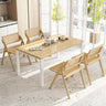Set of 4 Foldable Dining Chairs with Woven Rattan Backrest