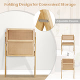 Set of 4 Foldable Dining Chairs with Woven Rattan Backrest