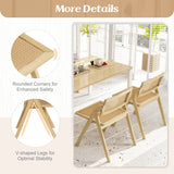 Set of 4 Foldable Dining Chairs with Woven Rattan Backrest
