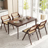 Set of 4 Foldable Dining Chairs with Woven Rattan Backrest