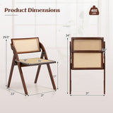 Set of 4 Foldable Dining Chairs with Woven Rattan Backrest