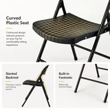 Set of 4 Foldable Plastic Chairs with Ergonomic Backrest