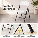 Set of 4 Foldable Plastic Chairs with Ergonomic Backrest