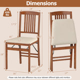 Set of 4 Foldable Upholstered Kitchen Chairs with Padded Seat-Beige