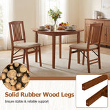 Set of 4 Foldable Upholstered Kitchen Chairs with Padded Seat-Beige