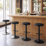 Set of 4 Kitchen Bar Stools with Height Adjustment Padded Seat and D-Shaped Footrest