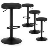 Set of 4 Kitchen Bar Stools with Height Adjustment Padded Seat and D-Shaped Footrest