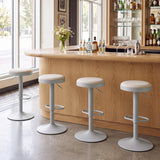 Set of 4 Kitchen Bar Stools with Height Adjustment Padded Seat and D-Shaped Footrest