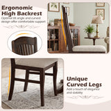 Set of 4 Kitchen Side Chairs with Rubber Wood Frame and Comfy Padded Seat-Brown & White