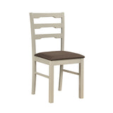 Set of 4 Linen Style Upholstered Dining Chairs with Wood Frames-White