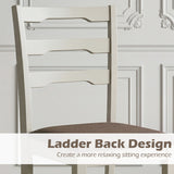 Set of 4 Linen Style Upholstered Dining Chairs with Wood Frames-White