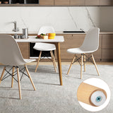 Set of 4 Modern Armless Dining Chairs Plastic Chairs with Wood Legs-White