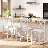 Set of 4 Modern Farmhouse Counter Height Stools with Footrest-White