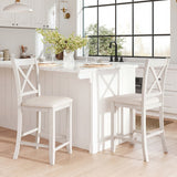 Set of 4 Modern Farmhouse Counter Height Stools with Footrest-White