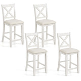 Set of 4 Modern Farmhouse Counter Height Stools with Footrest-White