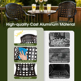 Set of 4 Outdoor Bar Stool 25.5 Inch Counter Height Cast Aluminum Bar Chairs-Copper