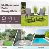 Outdoor Folding Sling Chairs Set of 4 with Armrest and Backrest
