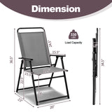 Outdoor Folding Sling Chairs Set of 4 with Armrest and Backrest