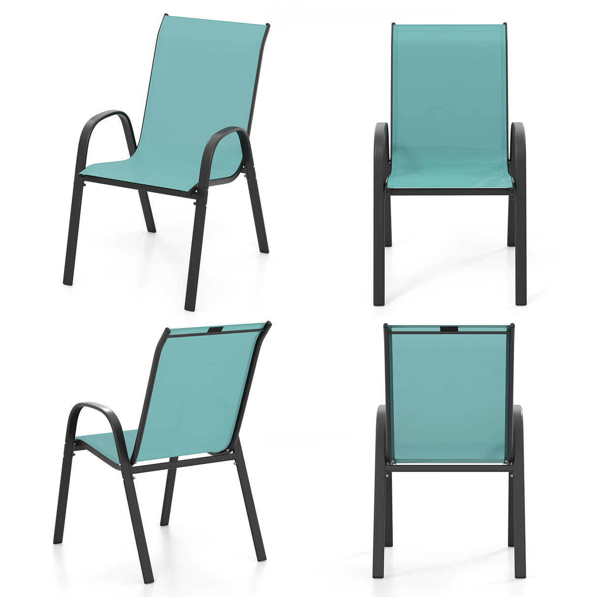 4 Pieces Stackable Patio Dining Chairs Set with Armrest
