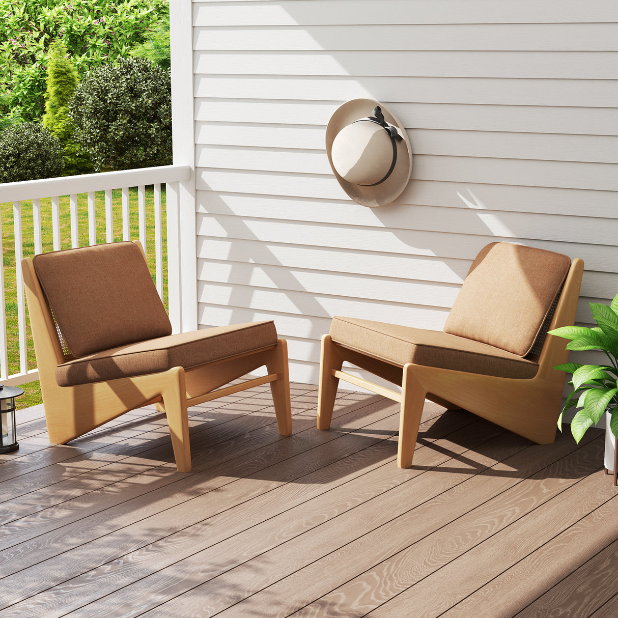 Set of 4 Outdoor Patio Cushion Set with Removable Covers