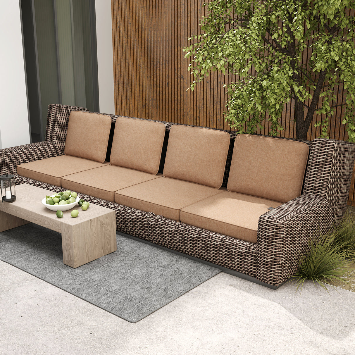 Set of 4 Outdoor Patio Cushion Set with Removable Covers