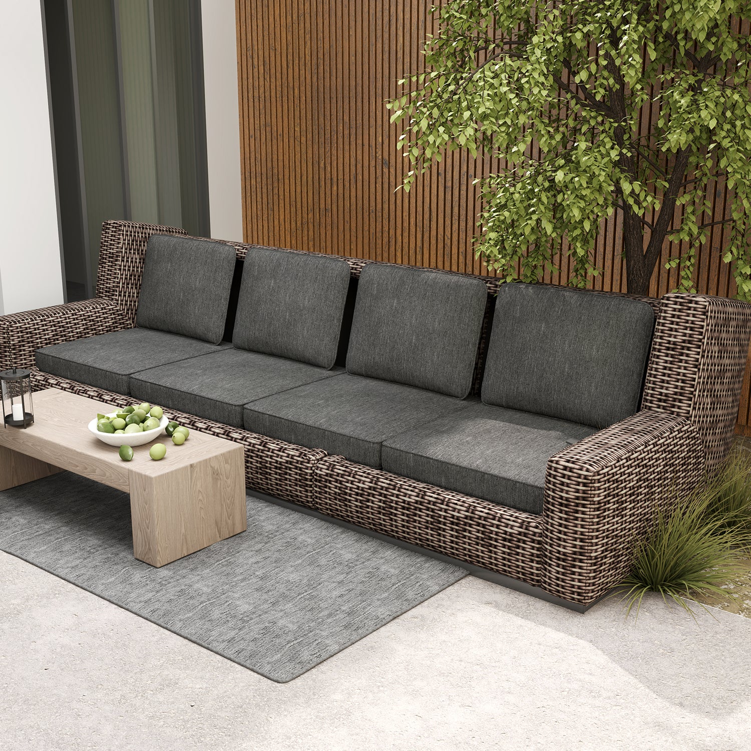 Set of 4 Outdoor Patio Cushion Set with Removable Covers