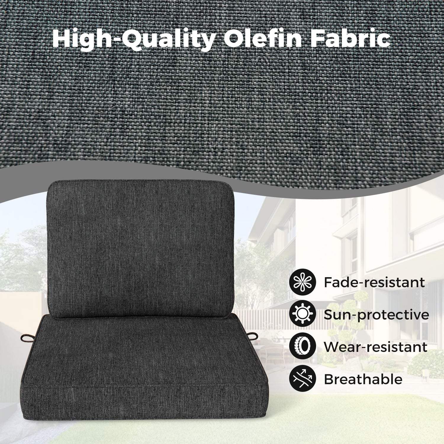 Set of 4 Outdoor Patio Cushion Set with Removable Covers